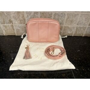 Pom Pom London City Metallic Rose Gold Pink Crossbody skinny strap & dust bag